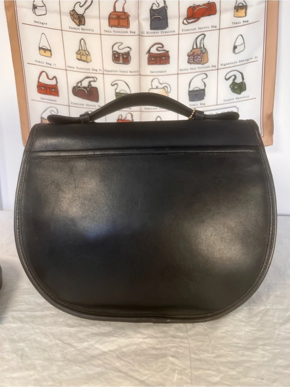 Vintage Coach Black Leather Plaza Bag